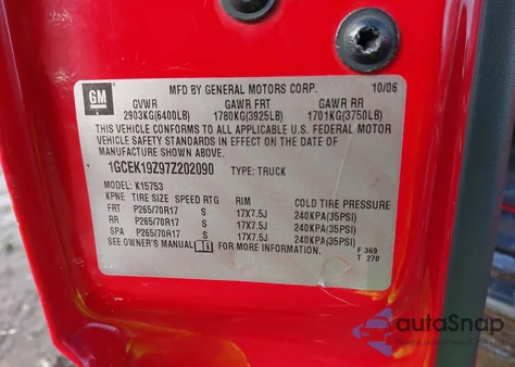 2007 Chevrolet Silverado 1500 Classic Lt1 z USA, uszkodzony, nr VIN 1GCEK19Z97Z202090